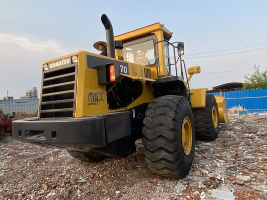 Δεύτερο χέρι Komatsu WA470-3 φορτιστή τροχών Χρησιμοποιούμενος εμπρός φορτιστής