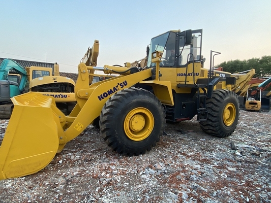 Δεύτερο χέρι Komatsu WA470-3 φορτιστή τροχών Χρησιμοποιούμενος εμπρός φορτιστής